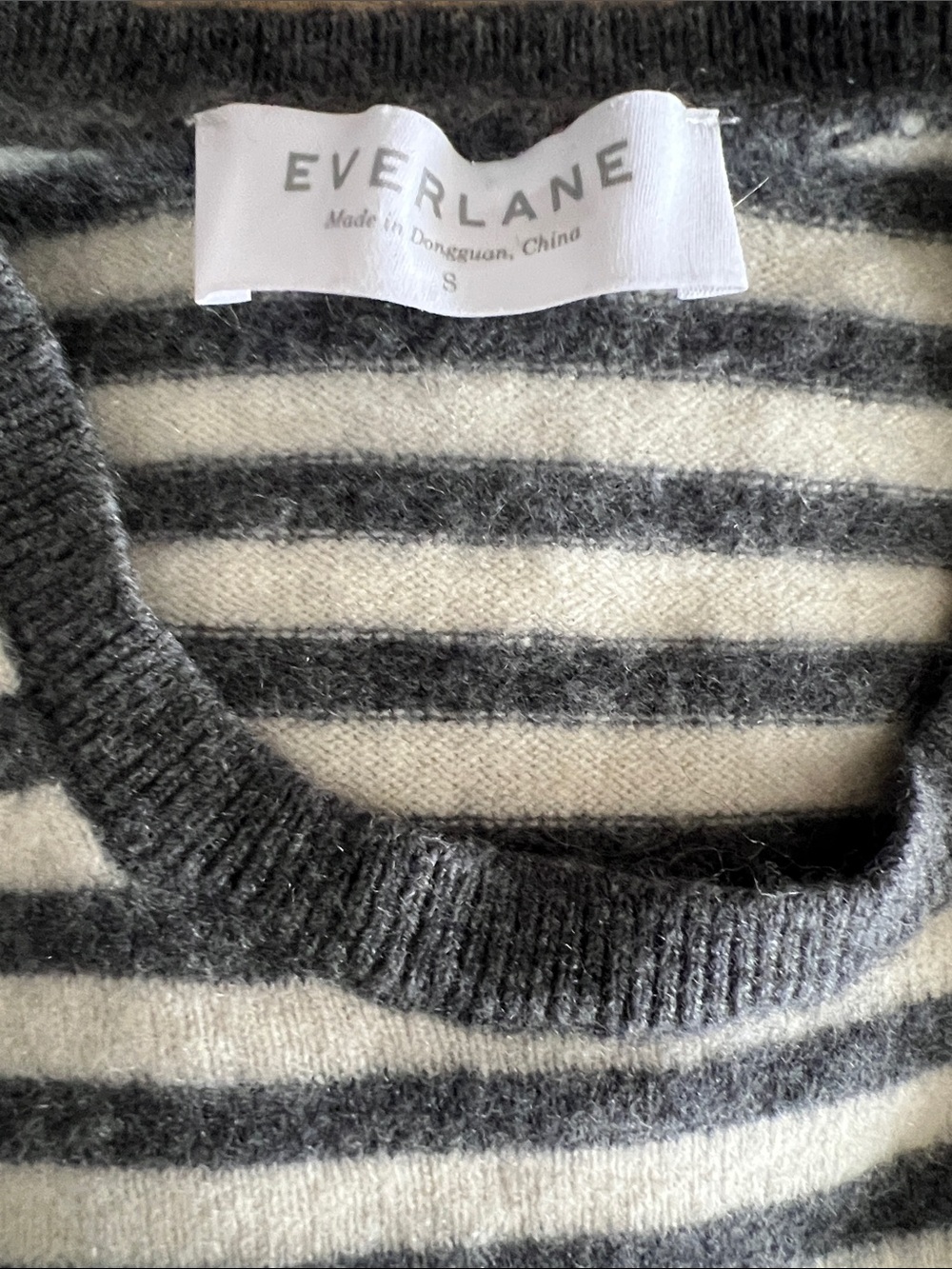 Everlane Striped Crewneck Sweater - Charcoal & Cream - Picture 3 of 3